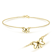 Gold Plated Lovely Bow Silver Bracelet BRS-13-GP